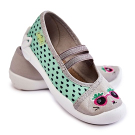 BEFADO S.A. Hausschuhe Ballerina Befado Kitten 116X304 Grün-Grau