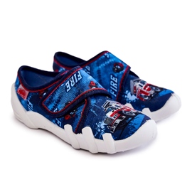 BEFADO S.A. Hausschuhe Befado Klettverschluss Feuerwehrauto 273X309 Marineblau navy blau