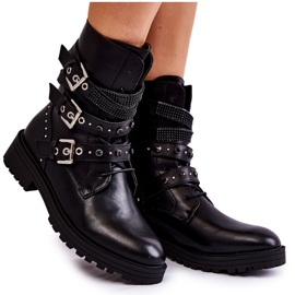 PG1 Warme Damenstiefel mit Streifen Plain Black Lambert schwarz