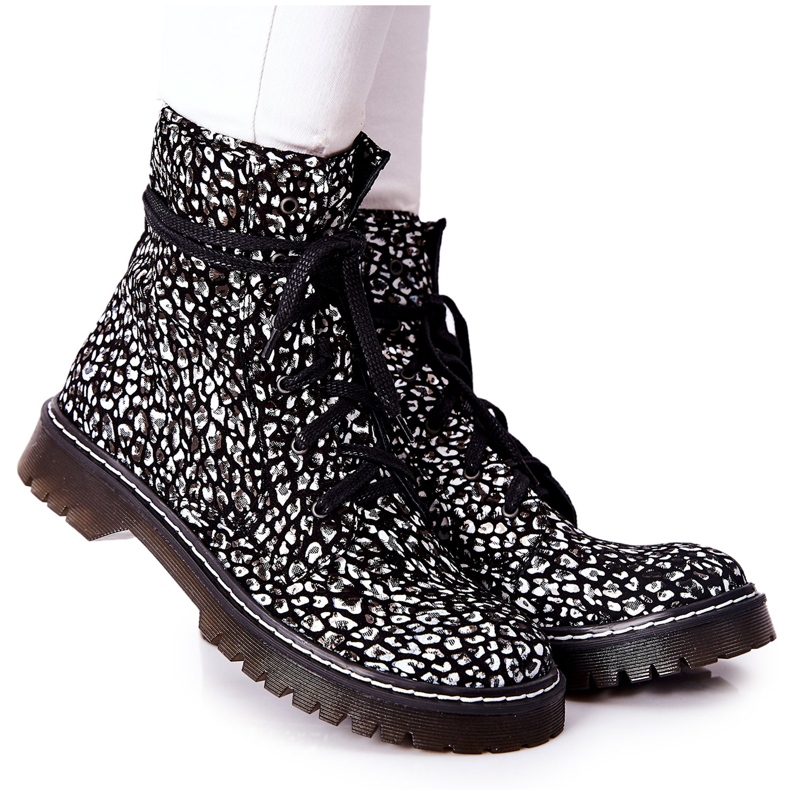 Damenstiefel Glany Workers Maciejka Schwarz-Weiß 01609-48