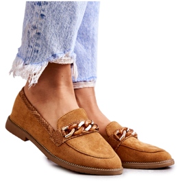 FB2 Damen-Loafer aus Wildleder mit einer Kette Camel Nolie braun