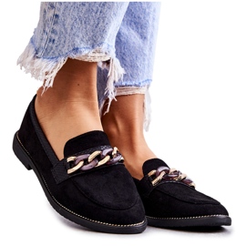 FB2 Damen-Loafer aus Wildleder mit einer Kette mit schwarzen Nägeln