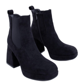 BM Ciara Schwarze Stiefel mit breitem Absatz