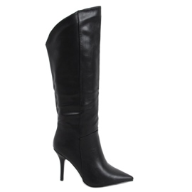 BM Celestine Schwarze genarbte Stiletto-Stiefel