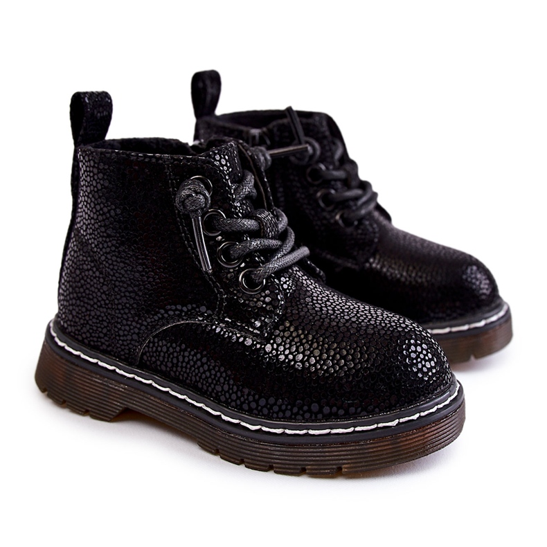 Warme Kinderstiefel mit Reißverschluss Schwarz Betsy