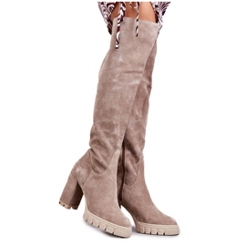 PA2 Modische Wildleder Beige Musketier Stiefel Estrela