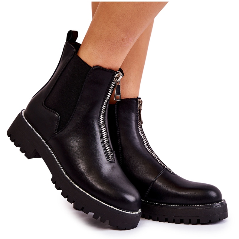 PG1 Modischer warmer Stiefel Schwarz Madeleine