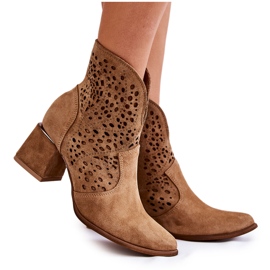 Durchbrochene Stiefel Lewski Shoes 3166 Beige