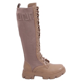 BM Keyshia LT.KHAKI Reitstiefel mit flexiblem Schaft beige