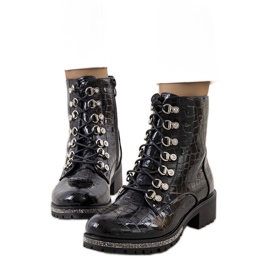 BM Alegre-Stiefel aus schwarzem Lackleder
