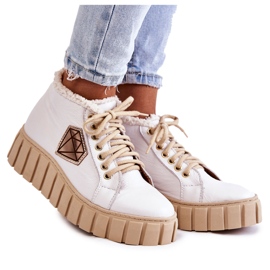 Lewski Shoes Leder Sportschuhe Gebunden Weiß Lewski Schuhe 3252 / N