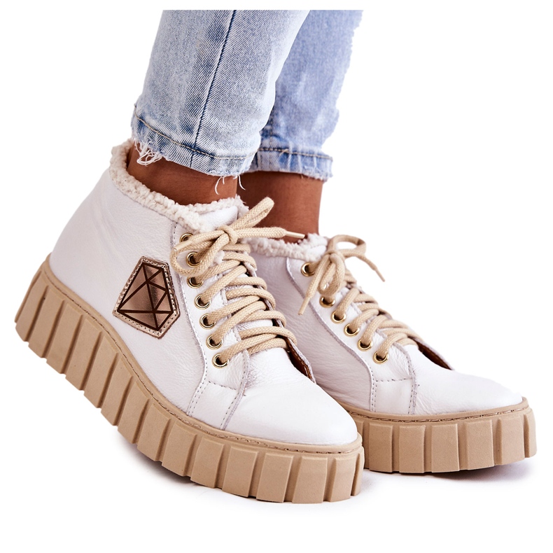 Lewski Shoes Leder Sportschuhe Gebunden Weiß Lewski Schuhe 3252 / N