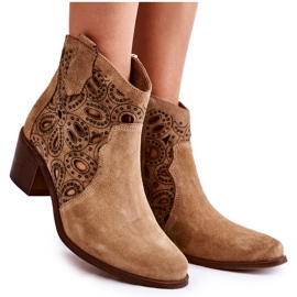 Lewski Shoes Durchbrochene Wildlederstiefeletten Lewski Schuhe 3170/2 Beige