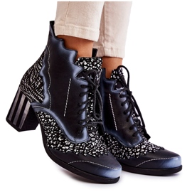 Damenstiefel Leder Maciejka Schwarz 03190-20 weiß grau