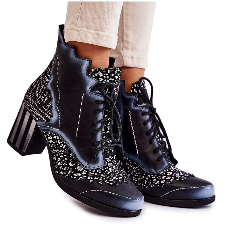 Damenstiefel Leder Maciejka Schwarz 03190-20 weiß grau