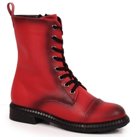 Damen-Schnürstiefel mit Reißverschluss, rot warm T.Sokolski