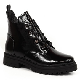 Schwarze isolierte Damenstiefel aus Lackleder Filippo PAW387
