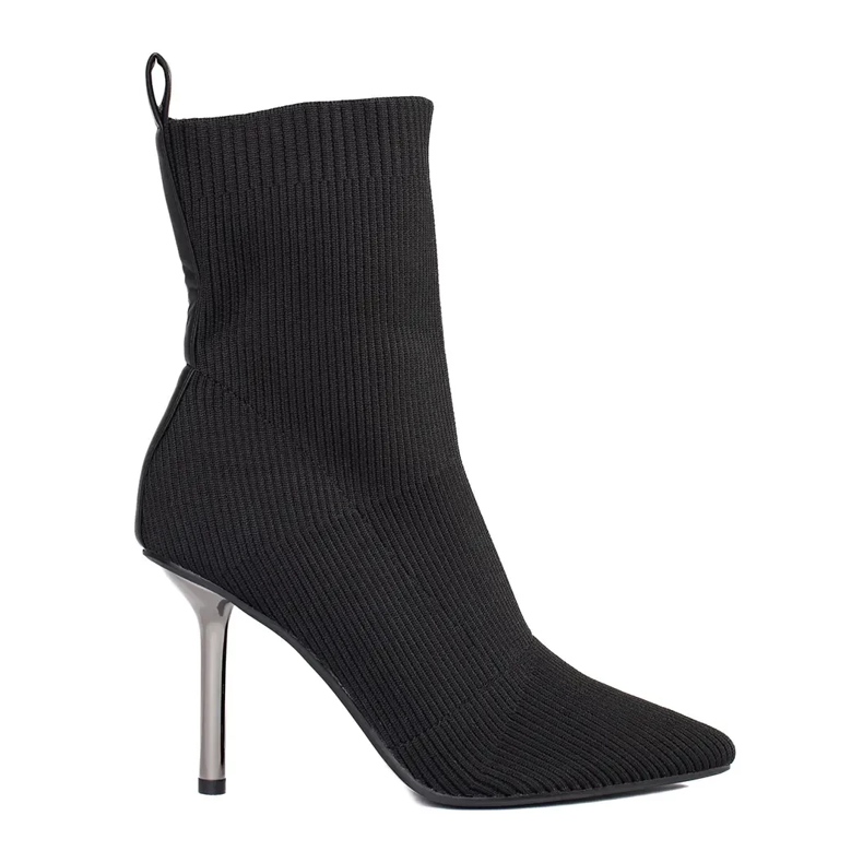 Taillierte Damenstiefeletten mit hohem Absatz schwarz