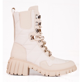 Damen-Schnürstiefel auf der Shelovet-Plattform beige