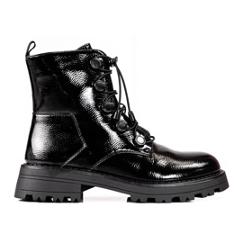 Schwarz lackierte Shelovet-Stiefel für Damen