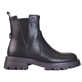 Schwarze Damen-Chelsea-Stiefel aus ökologischem Leder