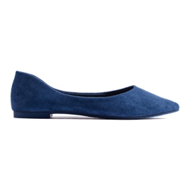 Marineblaue Ballerinas für Damen aus ökologischem Shelovet-Wildleder