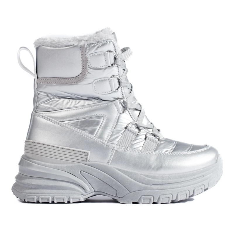 W. Potocki Silberne Schneestiefel für Damen mit Fell von Potocki silber-