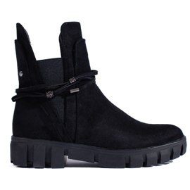 Schwarze Chelsea-Stiefel für Damen auf der Vinceza-Plattform aus ökologischem Wildleder