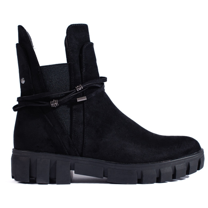 Schwarze Chelsea-Stiefel für Damen auf der Vinceza-Plattform aus ökologischem Wildleder