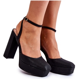 Damensandalen Glitter auf einem Absatz Schwarz Rosel