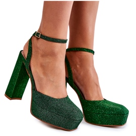Damensandalen Glitter On a Heel Green Rosel grün