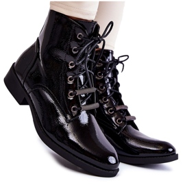 S.Barski Klassisch lackierte schwarze warme Damenstiefel Grimma