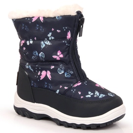 Schneestiefel für Mädchen mit isolierten Schmetterlingen Big Star KK374236 blau