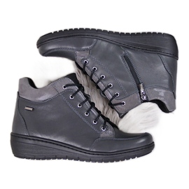 Lederstiefel, warmer Keilabsatz grau Helios 524