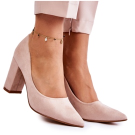 PS1 Klassische Wildlederpumps auf einem beigen Kendra-Absatz braun