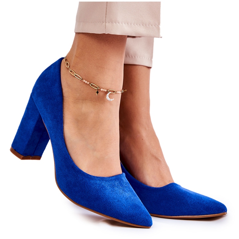 PS1 Klassische Wildlederpumps auf einem Kendra Blue Heel blau