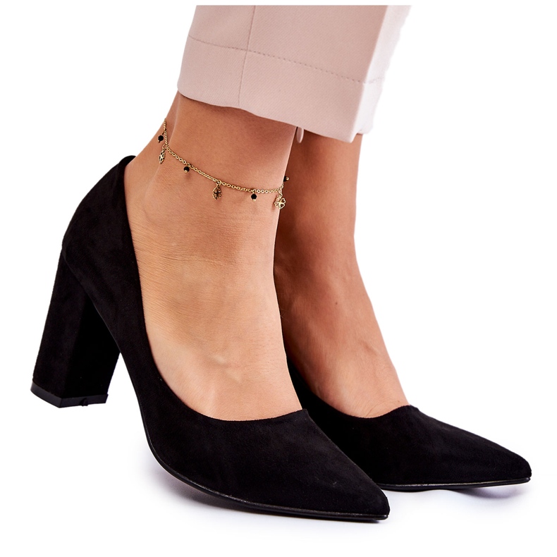 PS1 Klassische Wildlederpumps auf schwarzem Kendra-Absatz