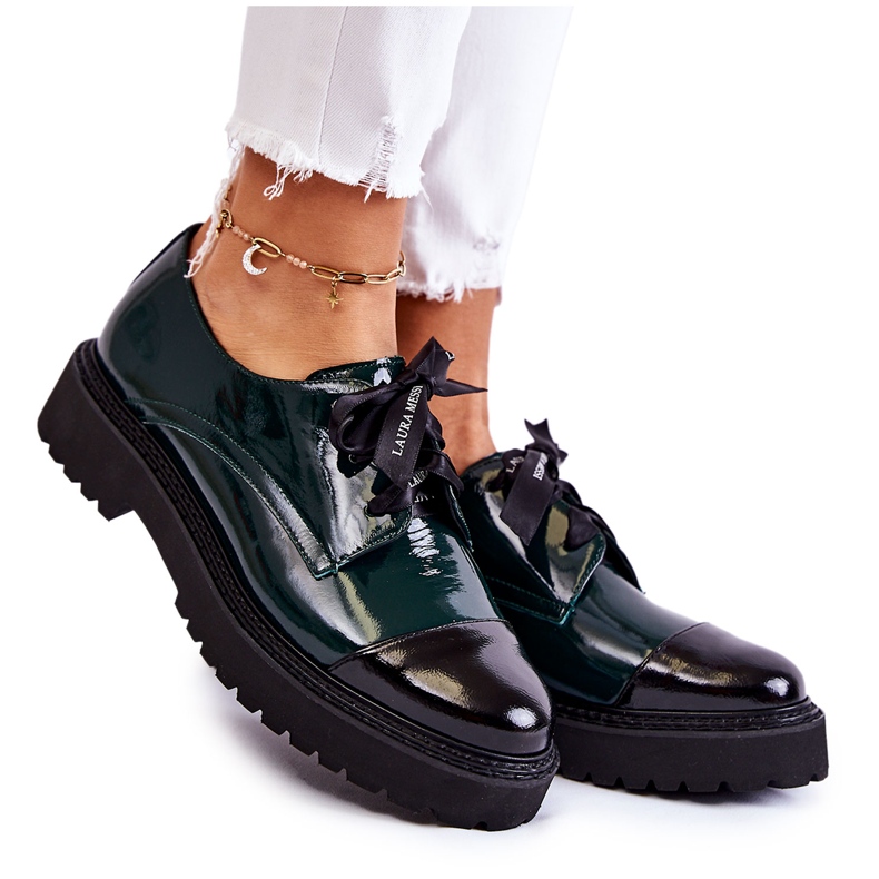 Lackierte Schnürschuhe Laura Messi 2441 Grün