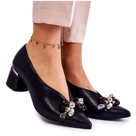 Lederpumps mit Laura Messi 2487 Navy Blue Dekoration blau
