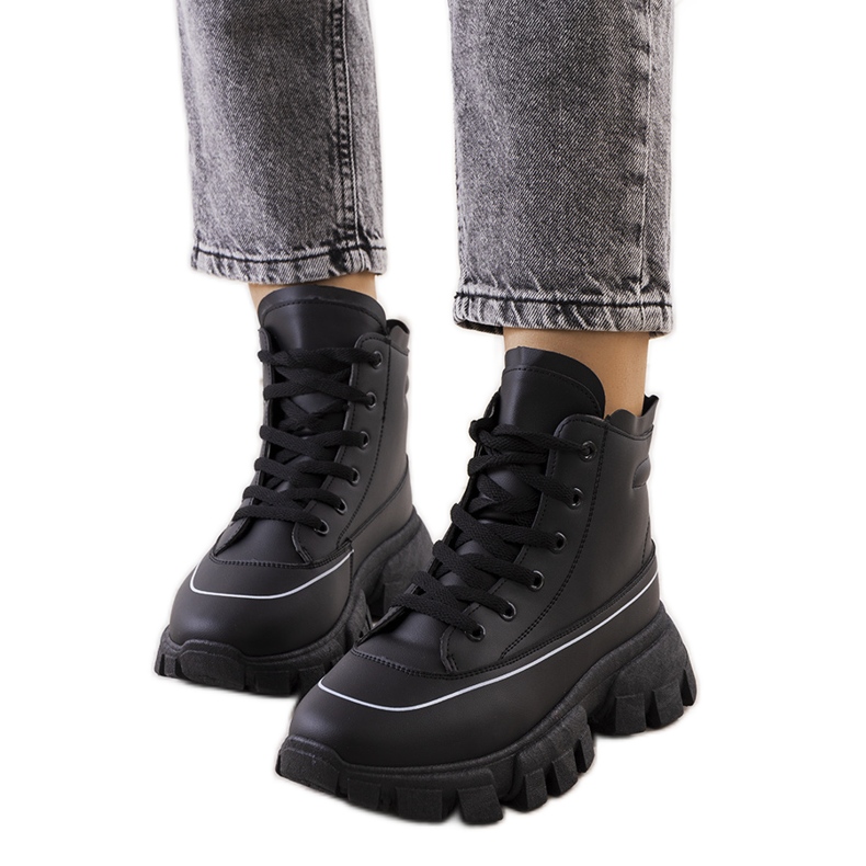 Schwarze Nurbi-Stiefel für Damen