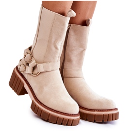 Warme Stiefel aus Wildleder für Damen Workers Beige Brinnon