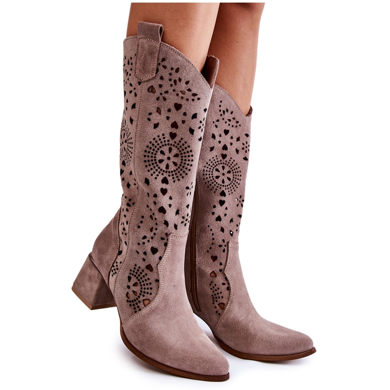 Lewski Shoes Wildleder durchbrochene Stiefel Lewski Schuhe 3171 Cappucino braun