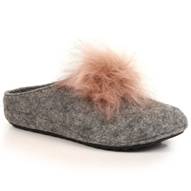 Bequeme Filzpantoffeln mit Pompon Panto Fino INT1767B grau