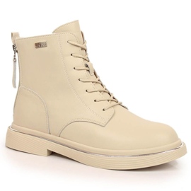 Schnürstiefel aus Leder mit Reißverschluss isoliert Goe W INT1592A beige