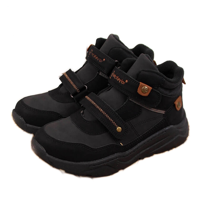 Schwarze Stiefel für Jungen mit Klettverschluss McKeylor