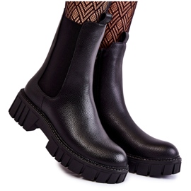 Sergio Leone Damenstiefel aus Leder auf der schwarzen Bente-Plattform