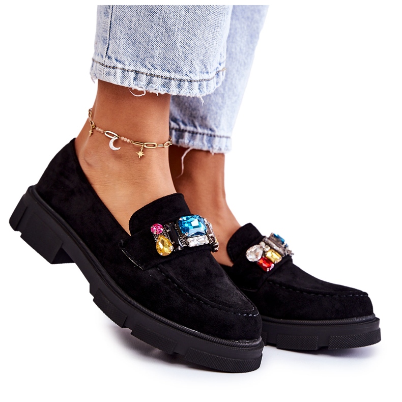 PS1 Damen-Loafer aus Wildleder mit Verzierung Schwarz Karlott