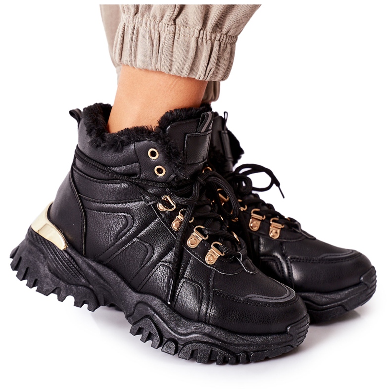 BM Schwarze warme Damenstiefel Hareshaw HF218