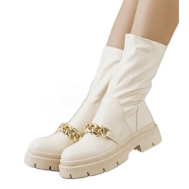 Luisina beige Stiefel auf hoher Sohle