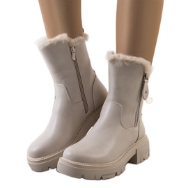 Beige Schneestiefel mit Degli-Pelz